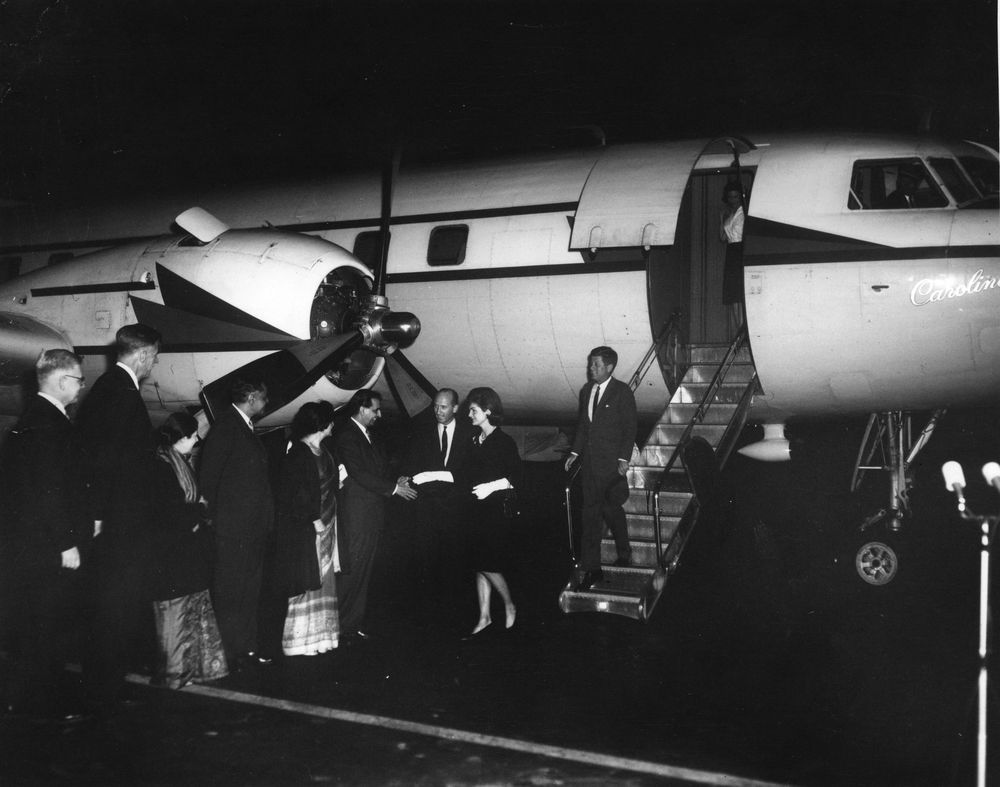 Group Greets First Lady Jacqueline Kennedy upon her Return from India and Pakistan