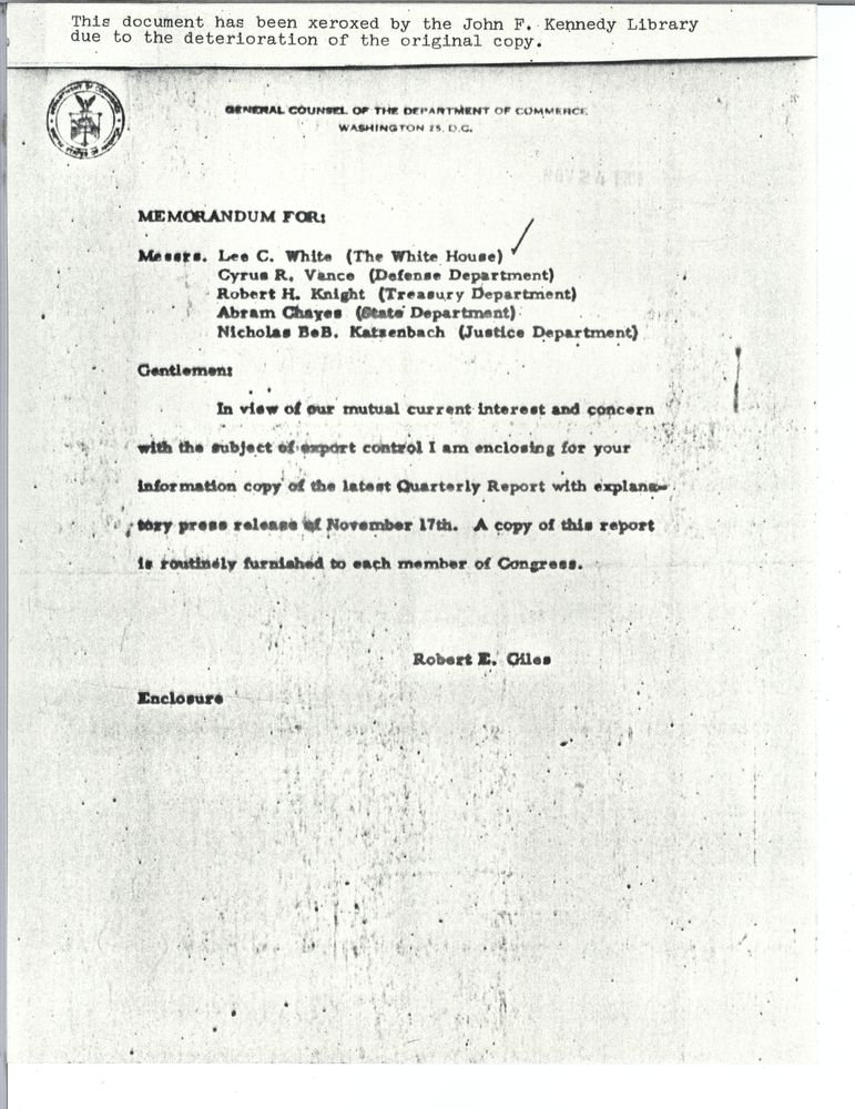 Export Control Act: Kitchin Committee, 16 October 1961-6 ...